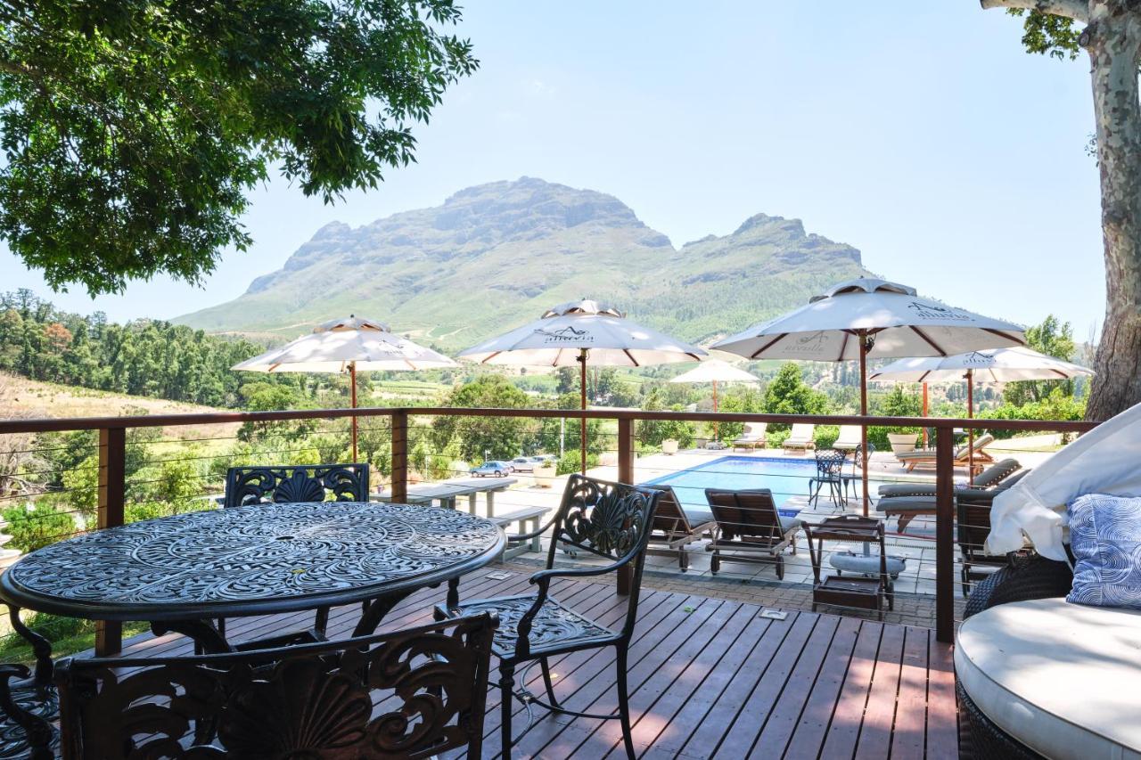 Alluvia Boutique Winery & Luxury Accommodation Stellenbosch Exterior photo View of the Three Sisters from the deck of the restaurant at the Boschendal Wine Estate